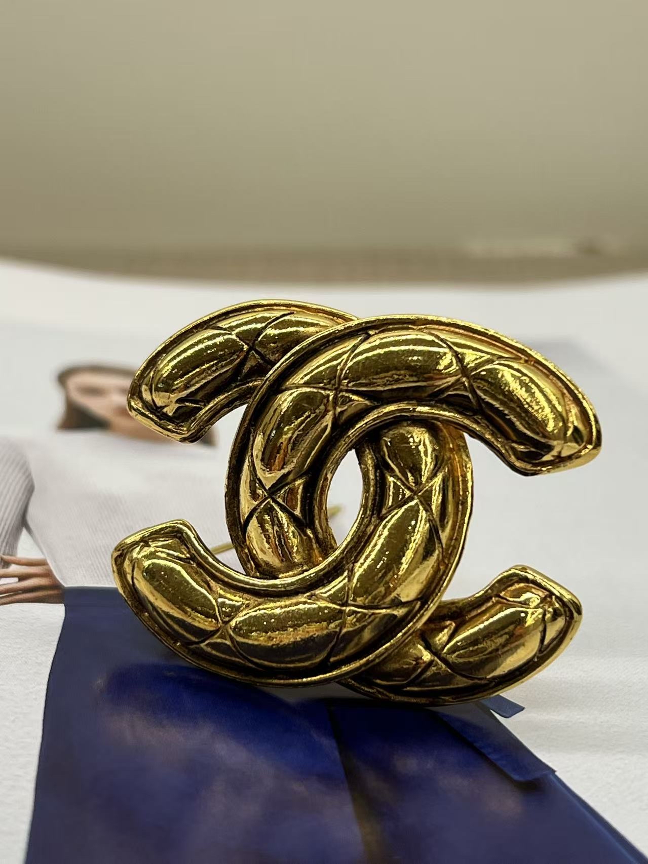 Chanel CC Logo Gold Brooch