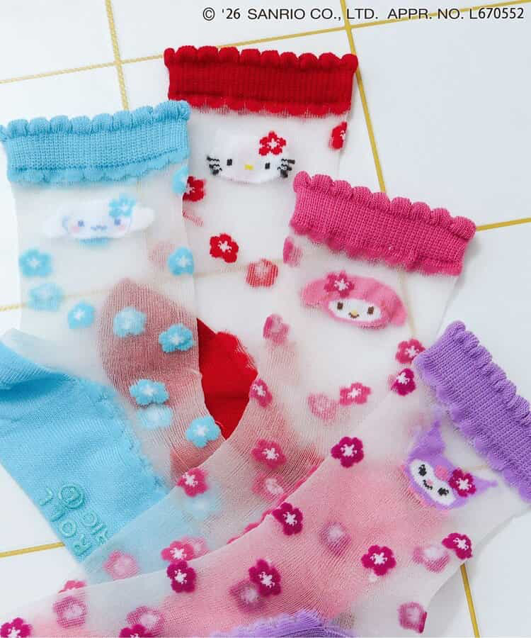 🇯🇵預訂 日本直送🇯🇵Apres les cours x Sanrio系列四色人物花朵圖案透視襪