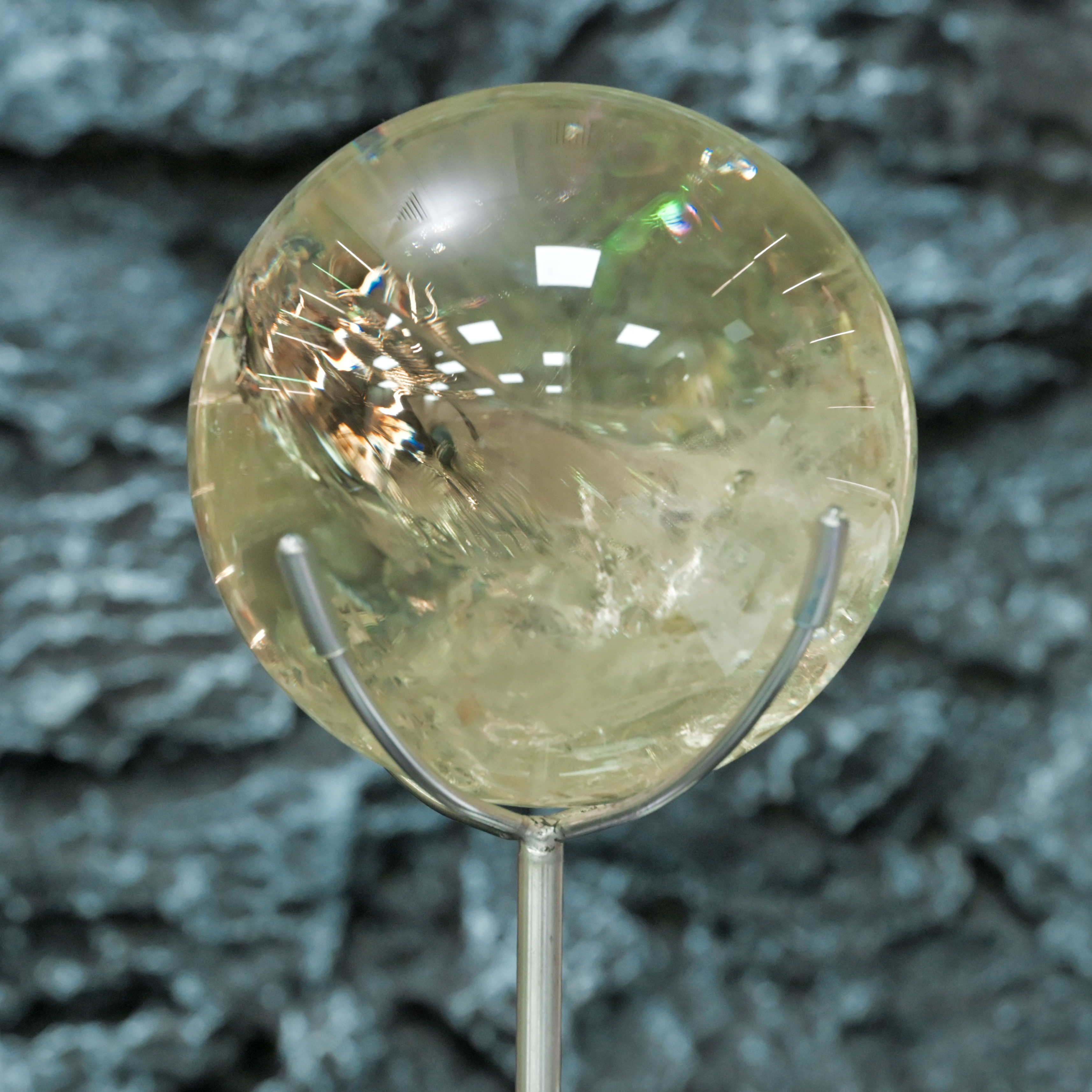 巨型黃水晶球｜冰裂彩虹・金色峽谷｜重量級風水招財鎮宅重器｜#202610018