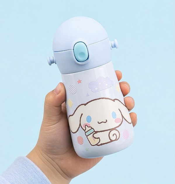 【預訂】韓國直送 Sanrio Cinnamoroll / Hello Kitty 一觸式肩帶雙層不鏽鋼迷你吸管水瓶