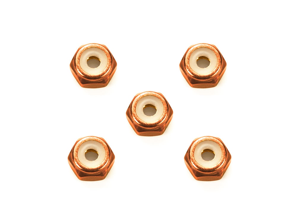 2mm Aluminum Lock Nut (Orange, 5 Pcs.)