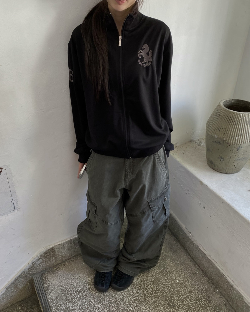 Graphic High-Neck Zip-Up