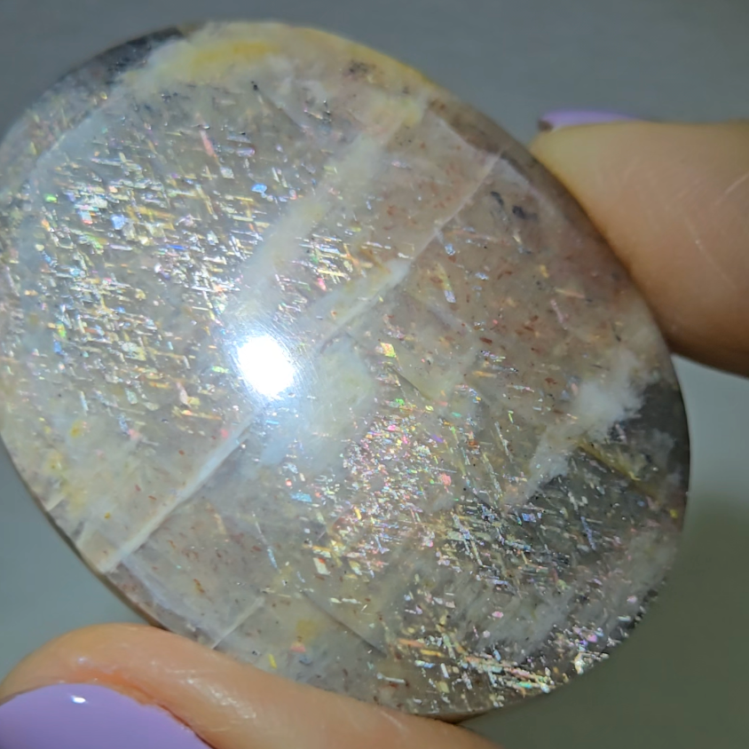 Rainbow lattice sunstone palm stone - SM613