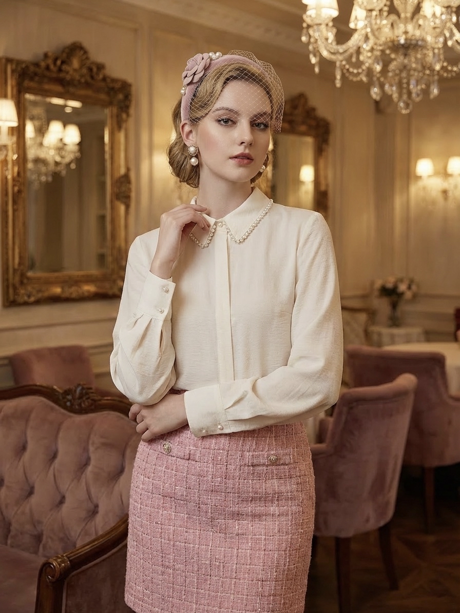  Bespoke Vintage 84顆珍珠點綴公主白禮服