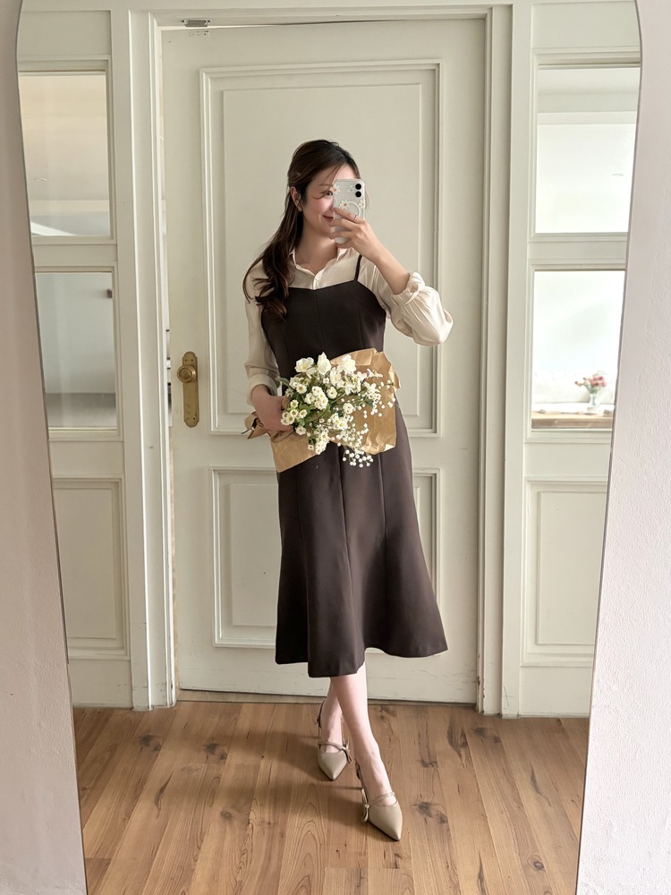 Contour Slip Dress (Brown)