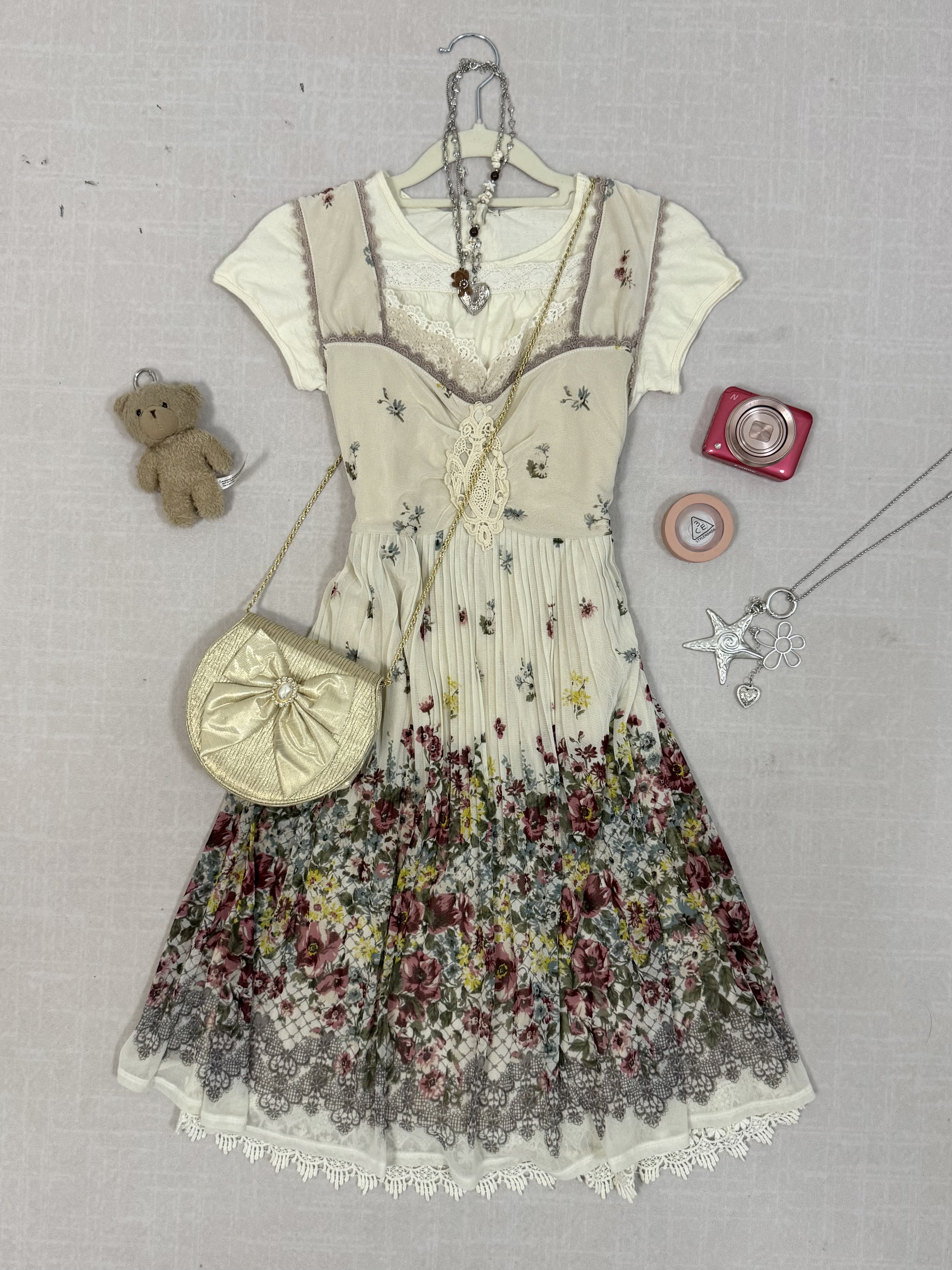 Axes femme Cream Floral Print Lace Sundress