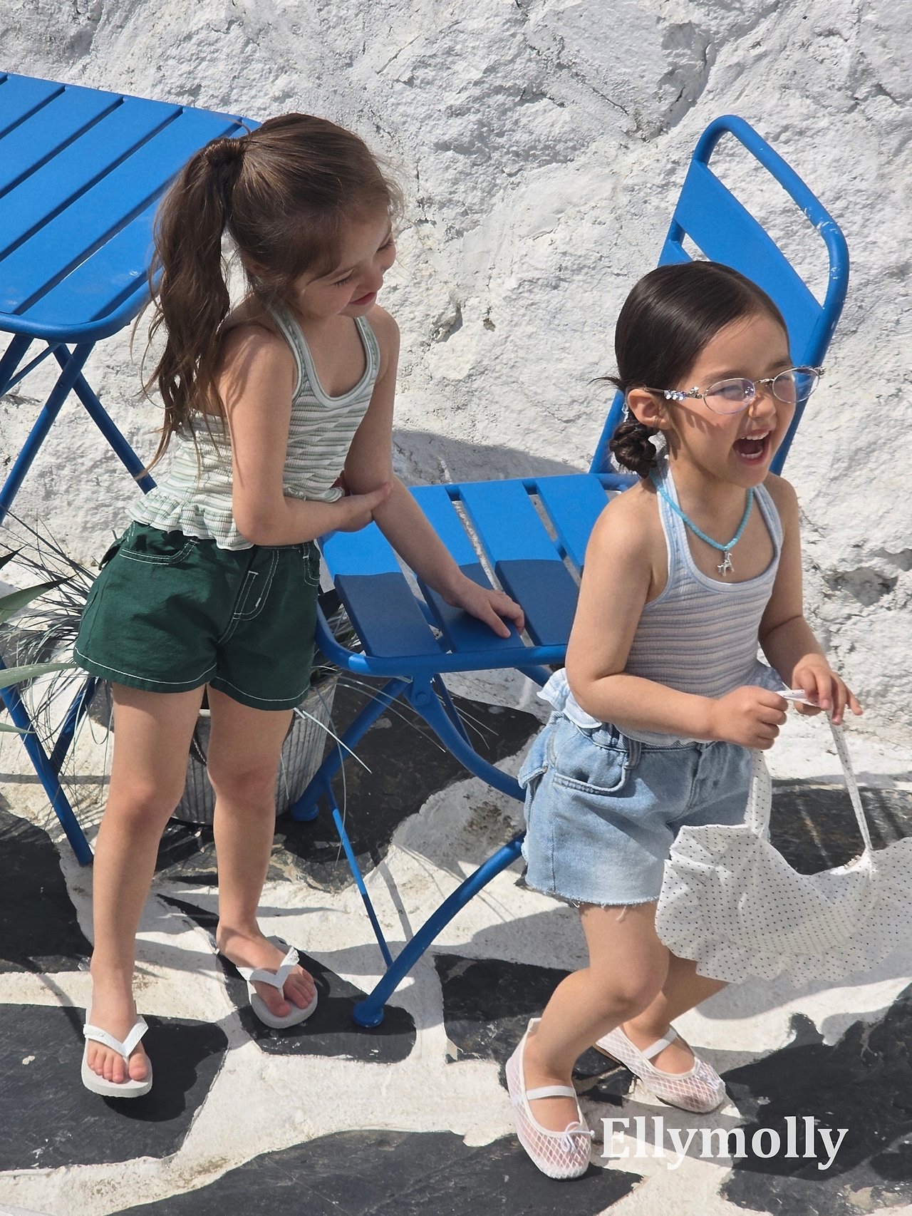 Ellymolly | stripe sleeveless (Blue/green (90-100)