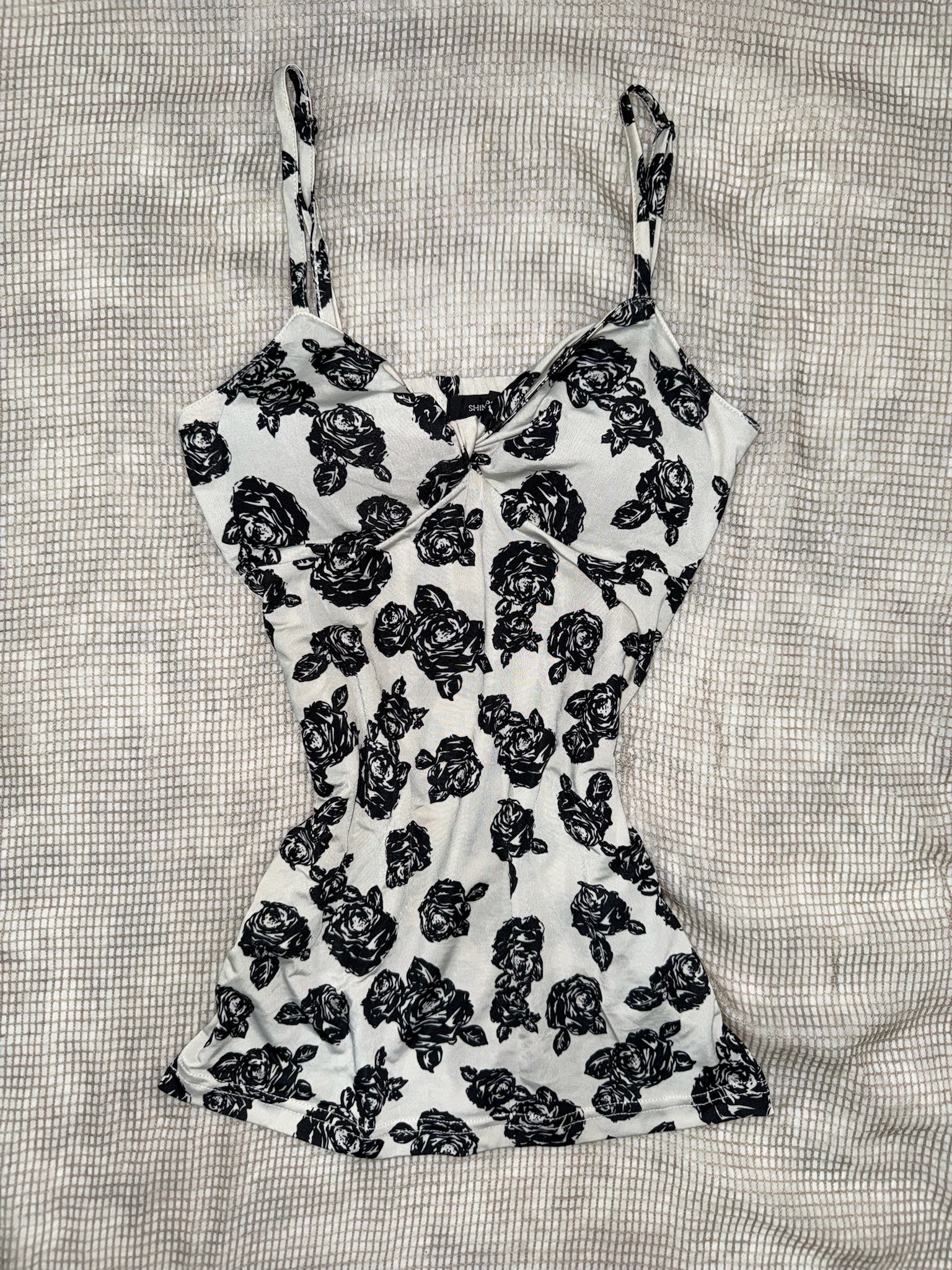 Rose Print Knot Front Cami Top 