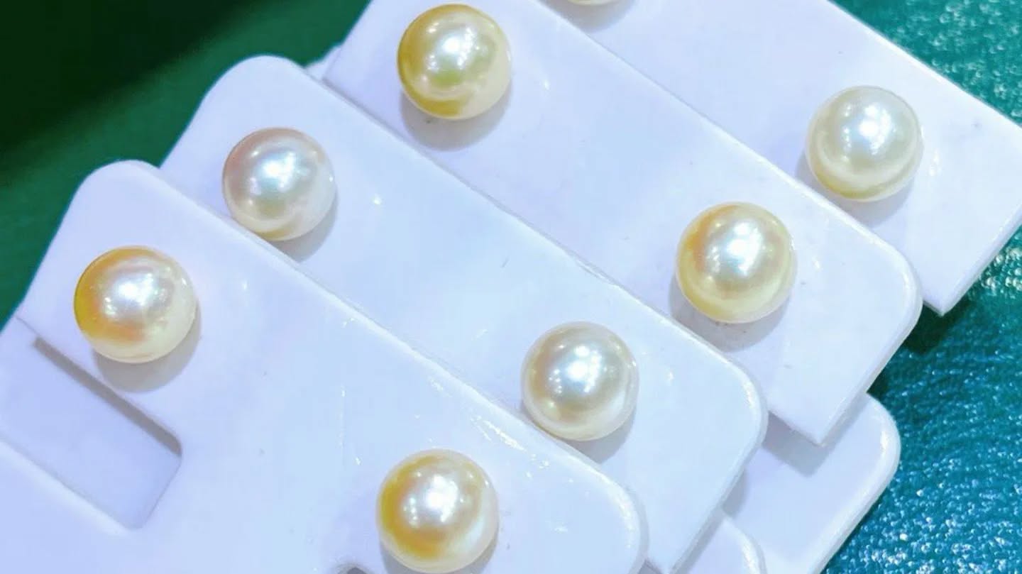 6.5-7mm日本Akoya無調色羽皇金海水珍珠 