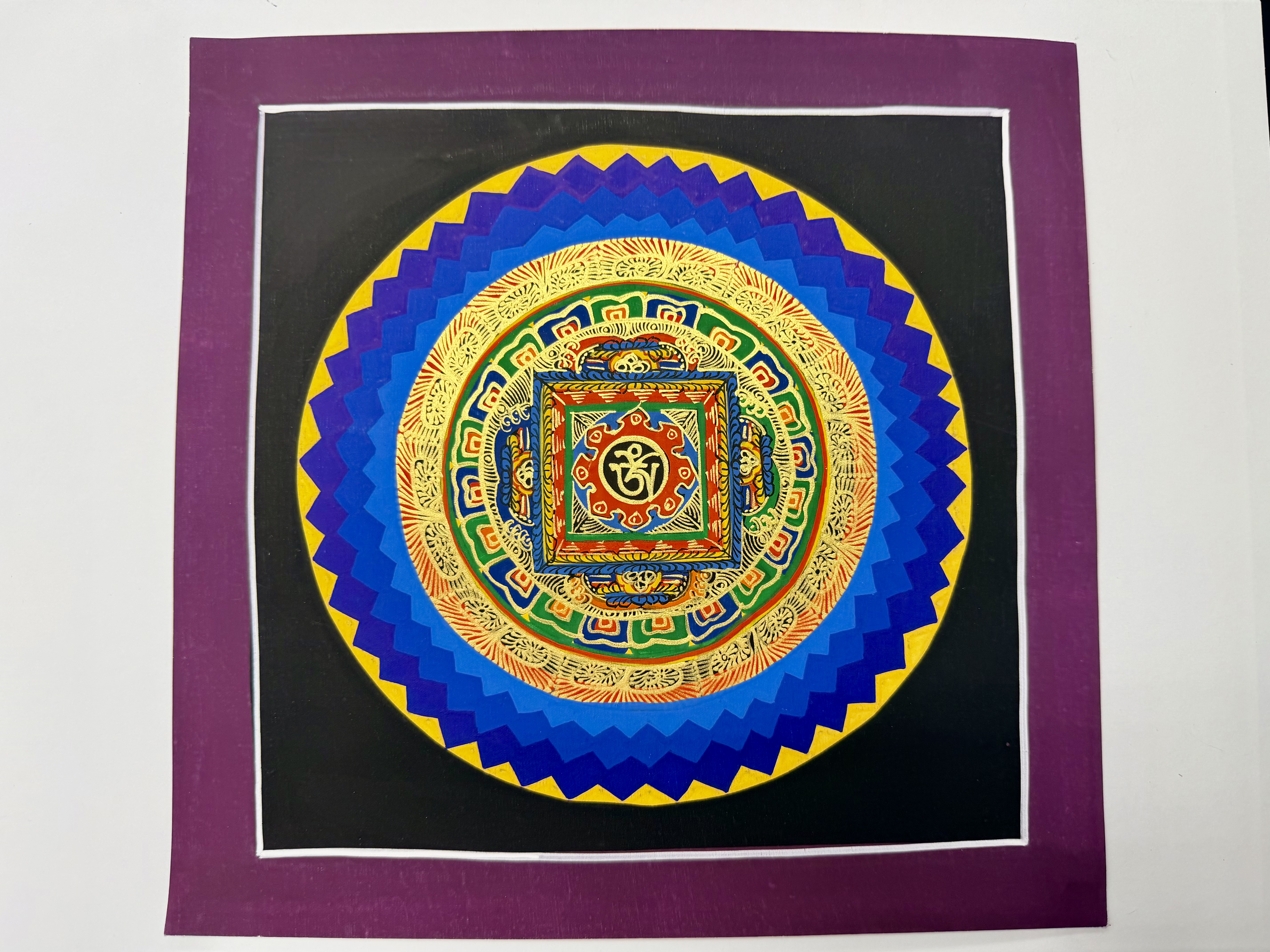 #4 尼泊爾三大廟加持手繪唐卡～OM 字 壇城26cm 