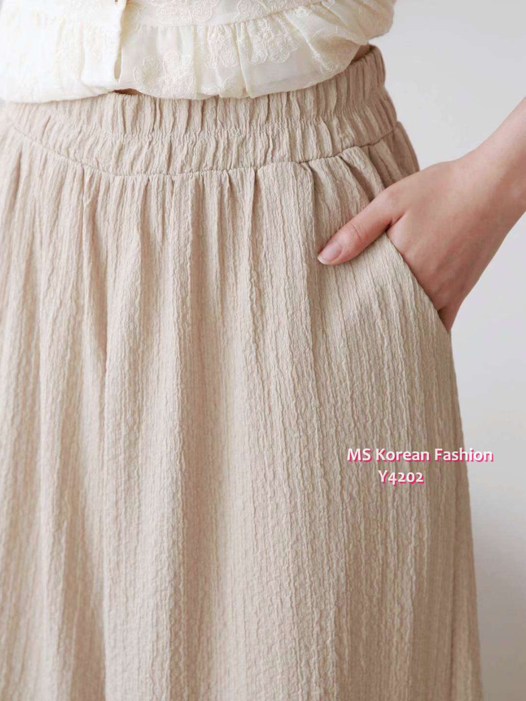 Y4202 韓國🇰🇷靚色皺布闊褲
