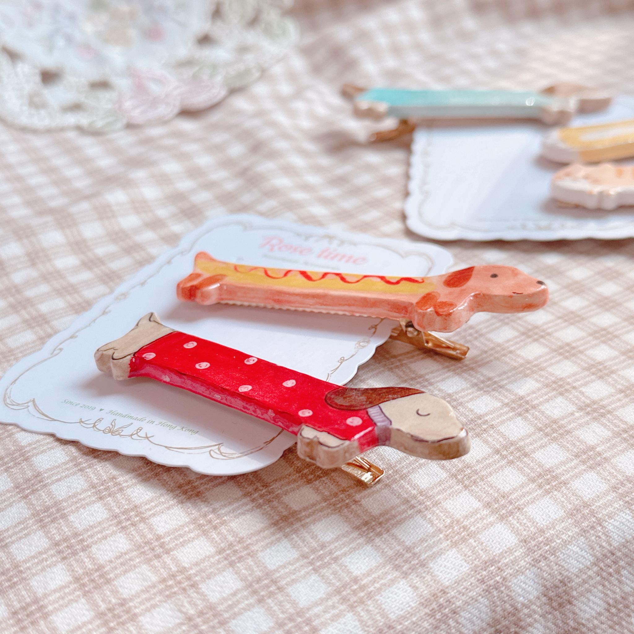 手繪長狗狗/短貓貓 髮夾