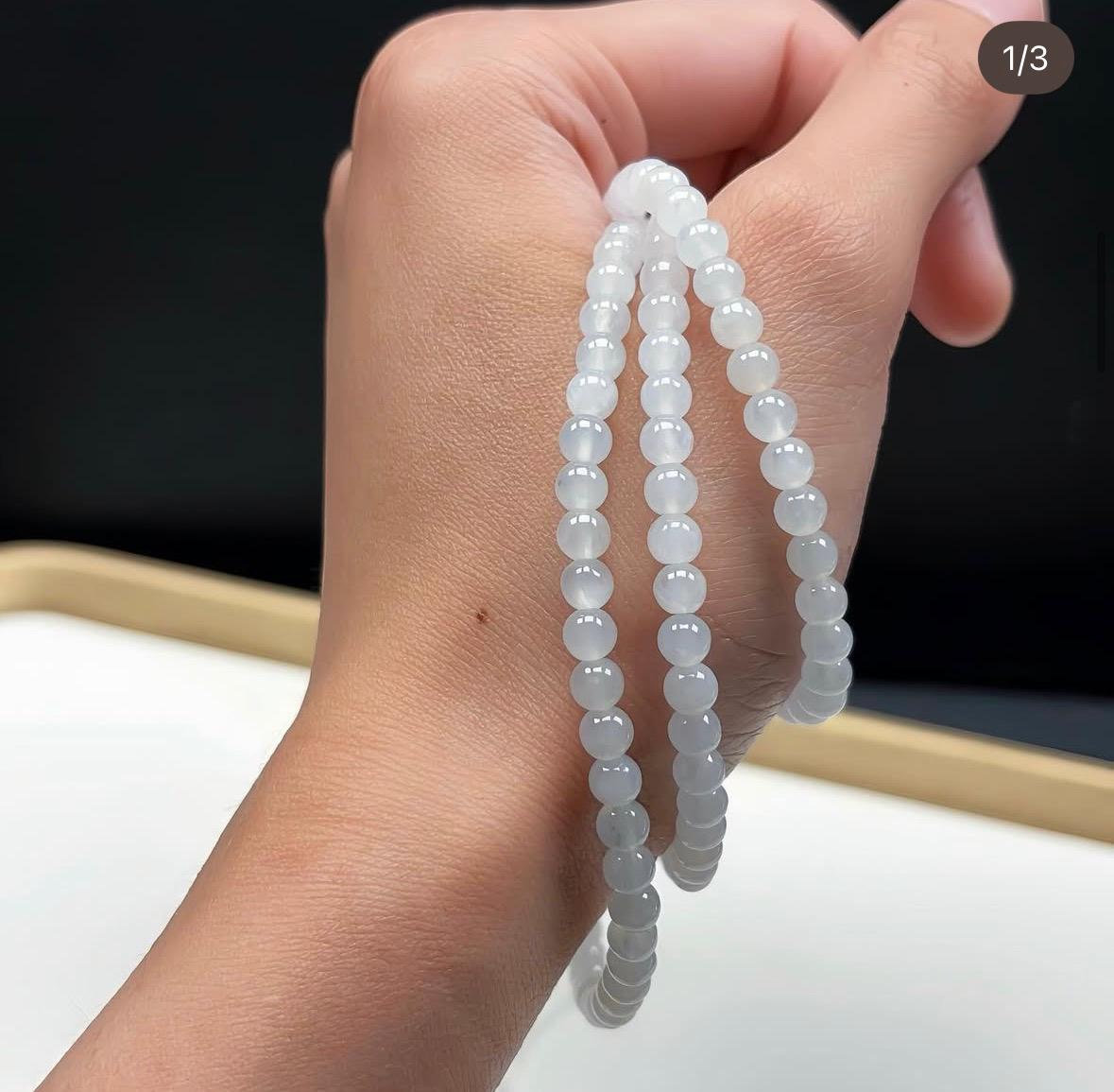 5mm 冰白翡翠珠頸串（約132粒）