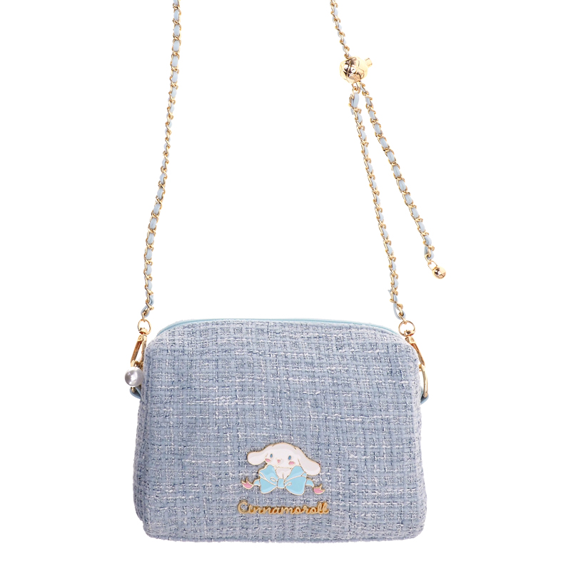 Cinnamoroll Shoulder Bag 粉藍色絨布金球有肩帶小袋 (小)