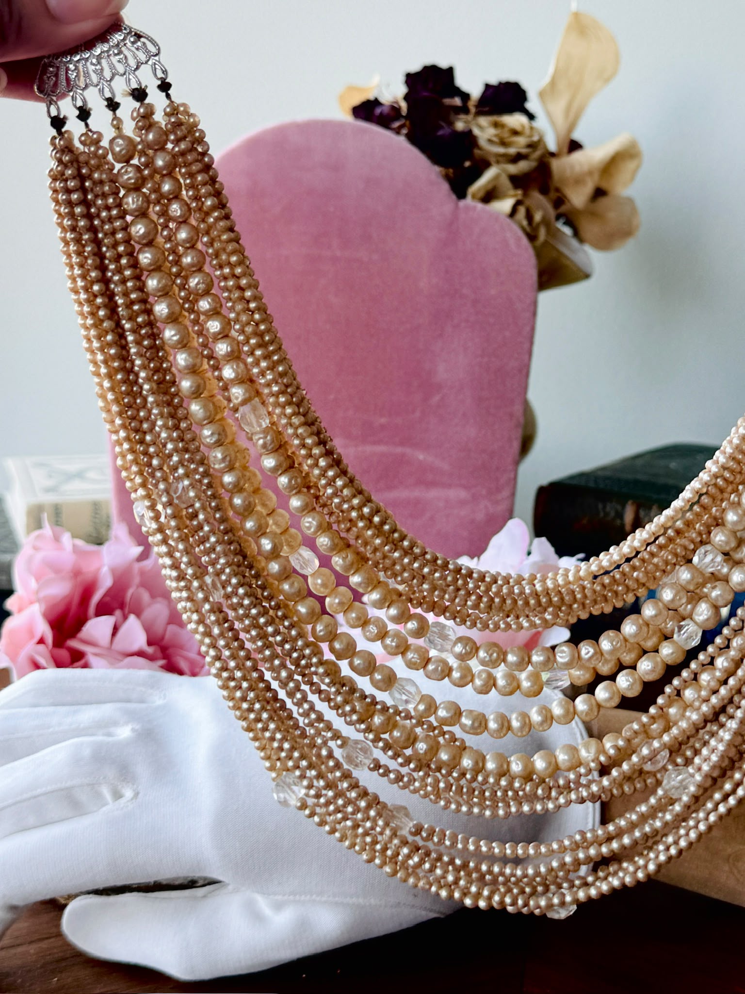 Vintage 1960s Multiple-Row Statement Princess Necklace (MT2648)