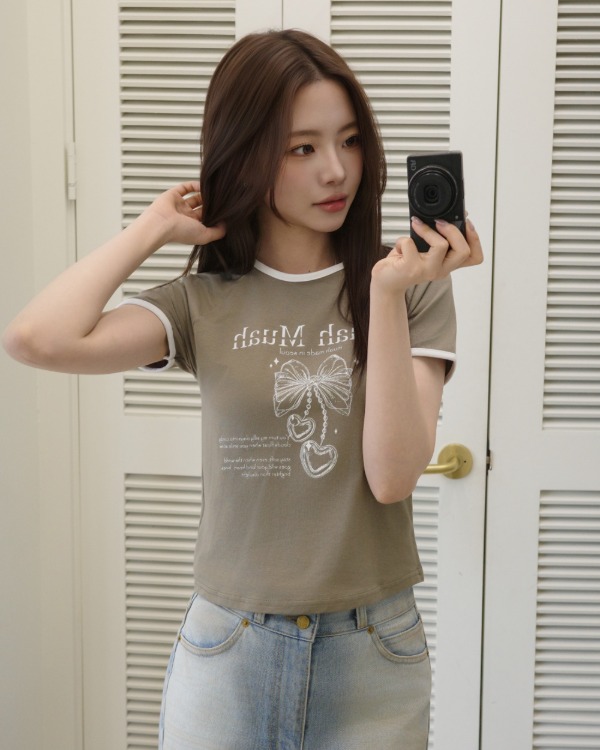 MuahMuah RAGLAN CONTRAST CROP HALF T-SHIRT