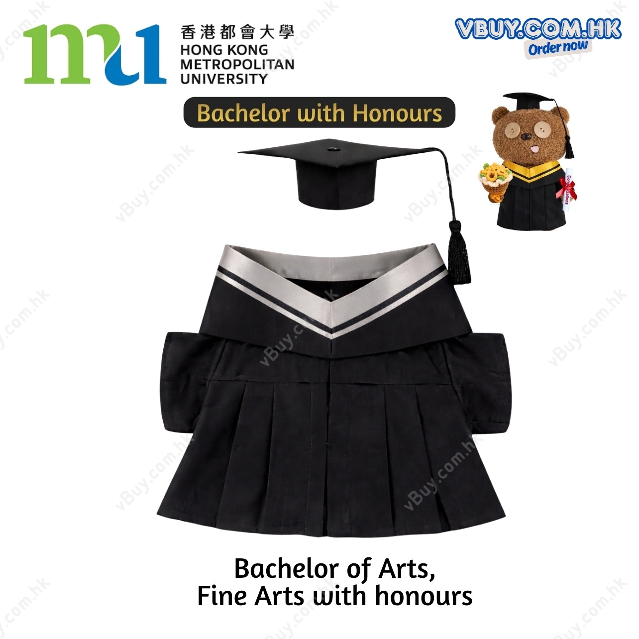  vBuy  訂製香港都會大學公仔畢業袍（bachelor with honours ) MU公仔畢業袍 都大公仔畢業袍可綉字綉名獨一無二