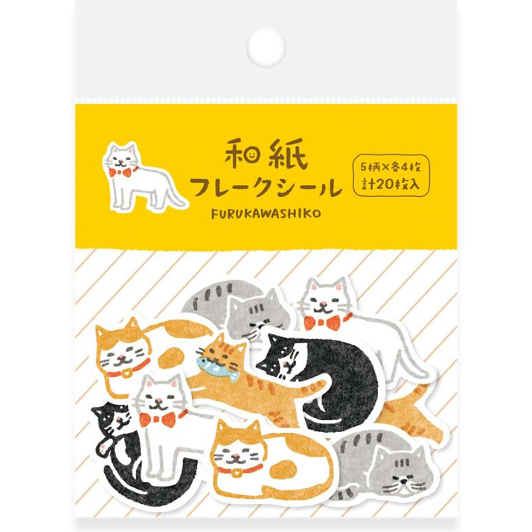 古川紙工 - 和紙貼紙包 (黃色貓咪款)