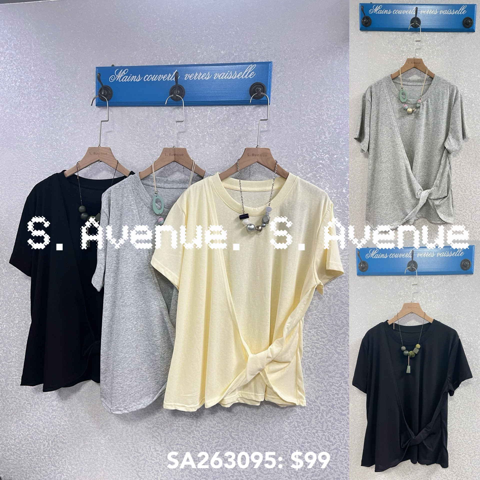 SA263095: 短袖薄棉打結tee