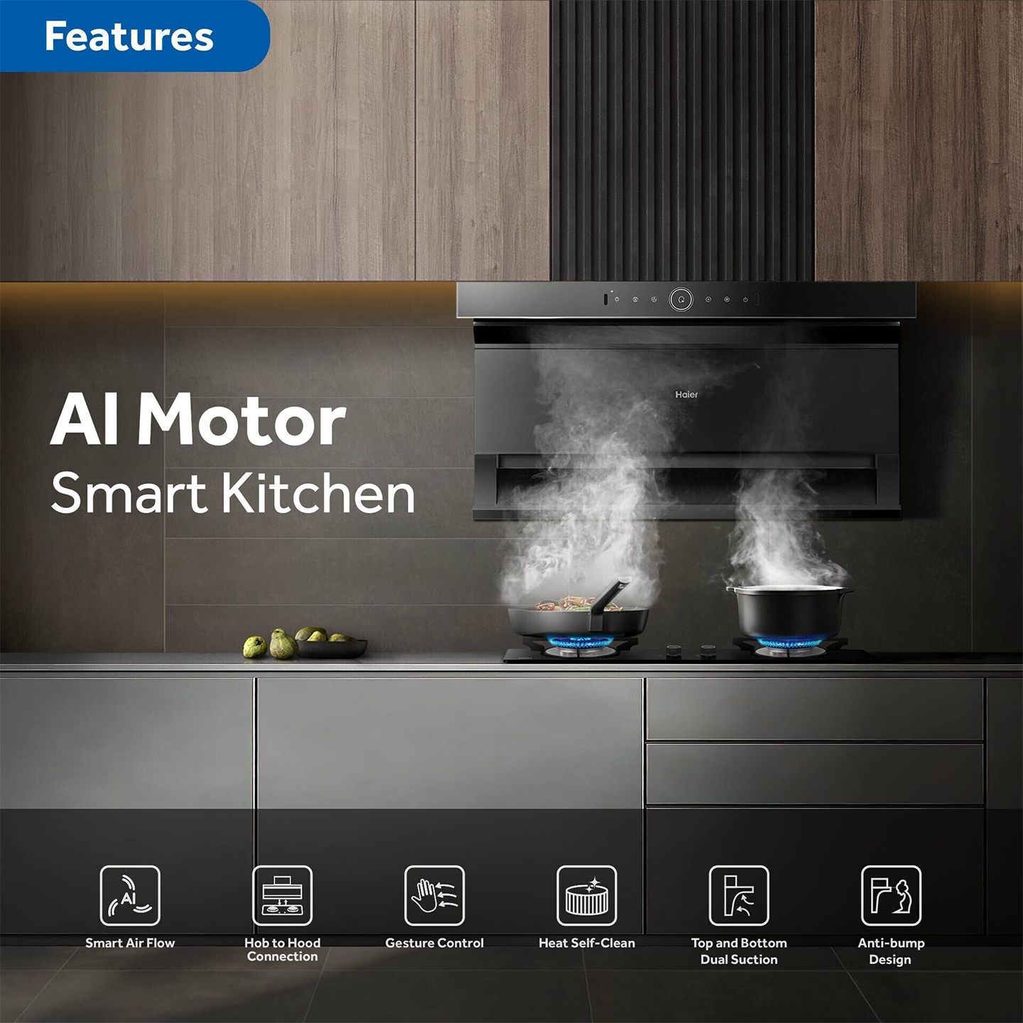 Haier 90cm Vertical Cooker Hood (HVQ-795HGBGMY)