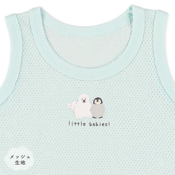 🇯🇵預訂 日本直送🇯🇵清爽材質海洋生物企鵝滿印純棉網眼背心包屁衣三件套