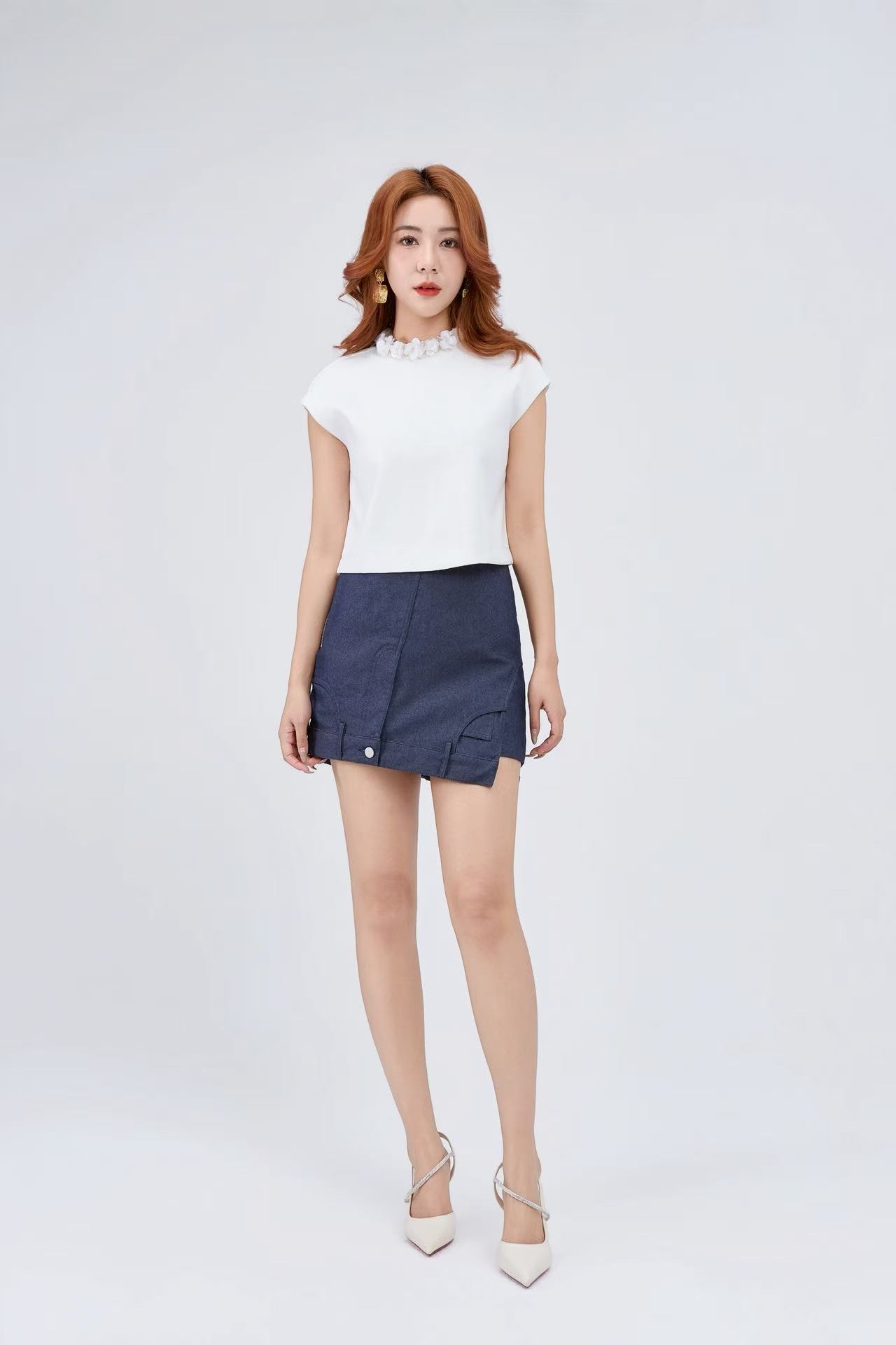 1214231 Tailored Asymmetrical Skort