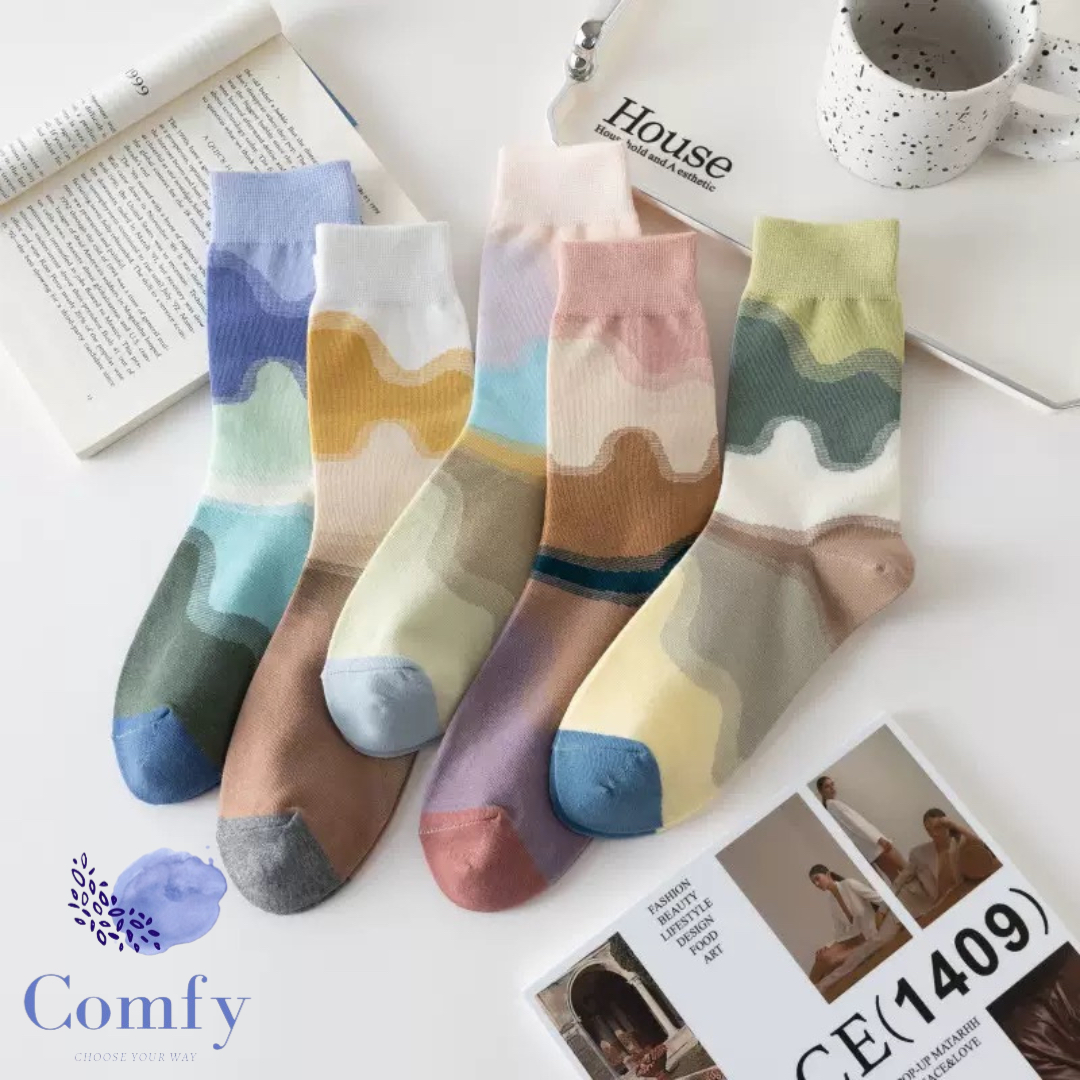 Comfy 莫蘭廸油畫中筒襪