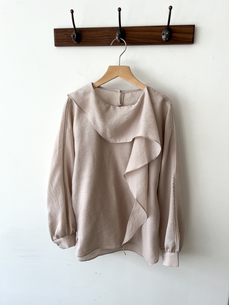 Scarf-Tie Elegance Blouse (Brown)