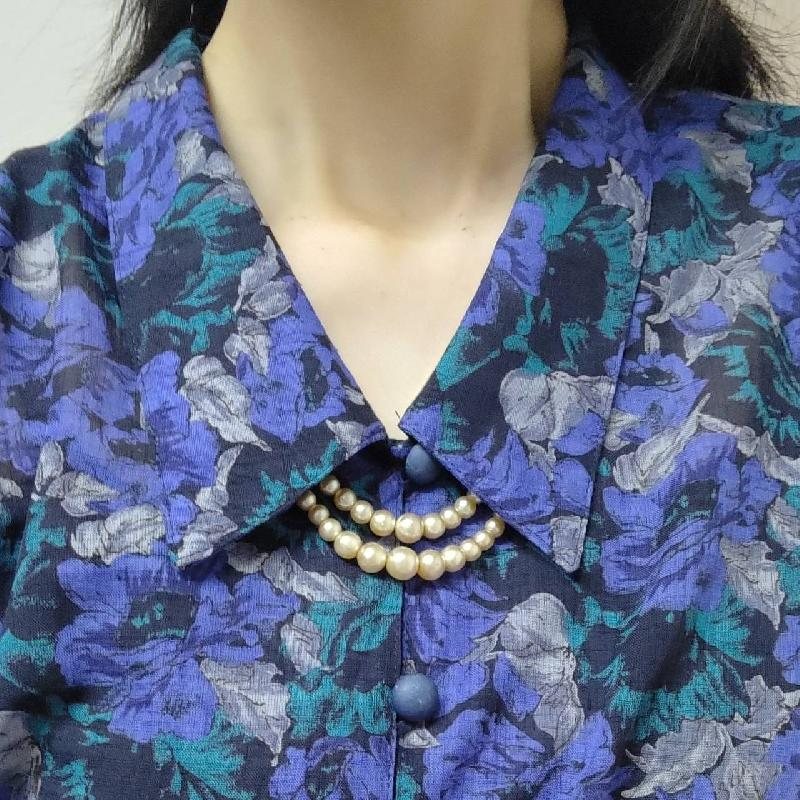 Vintage C.a. 1950s Double Row Graduating Glass Pearl Necklace (NZ014)