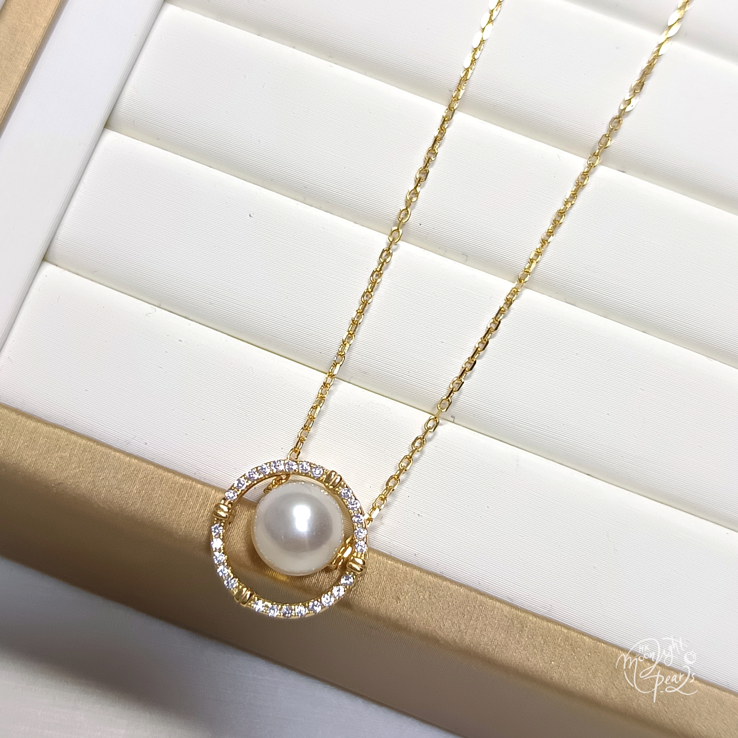 正圓極強光日本akoya 海水珍珠精工s925銀可拆卸三戴款路路通項鍊（含s925銀金色萬能針鍊）