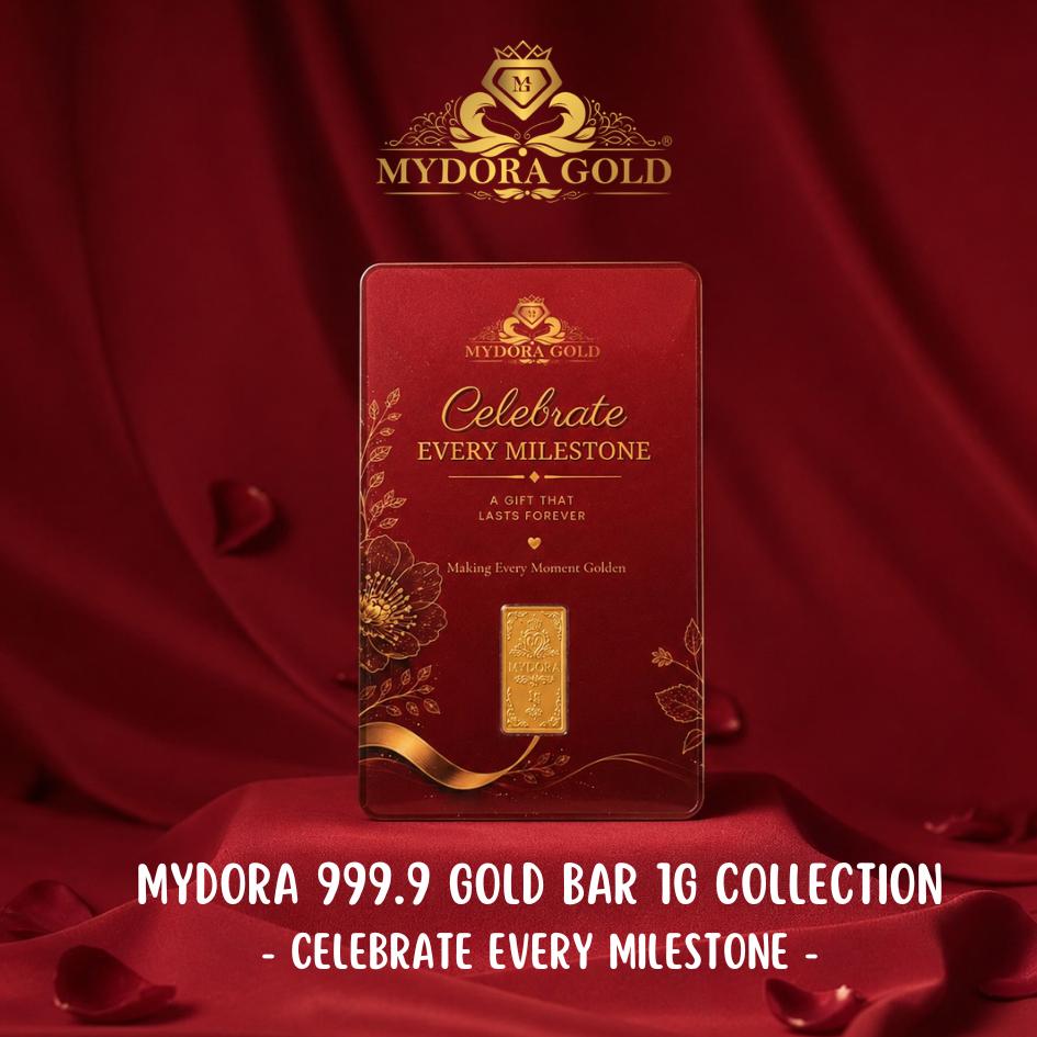 MYDORA 999.9 Gold Bar 1g Card - Celebrate Every Milestone l EMAS 999/24K