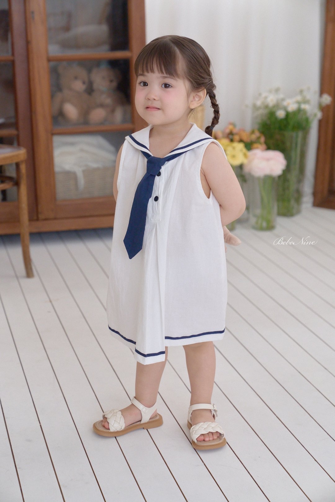 ☀️預訂 韓國直送☀️🇰🇷Bebenine兩色海洋風水手領巾背心連身裙