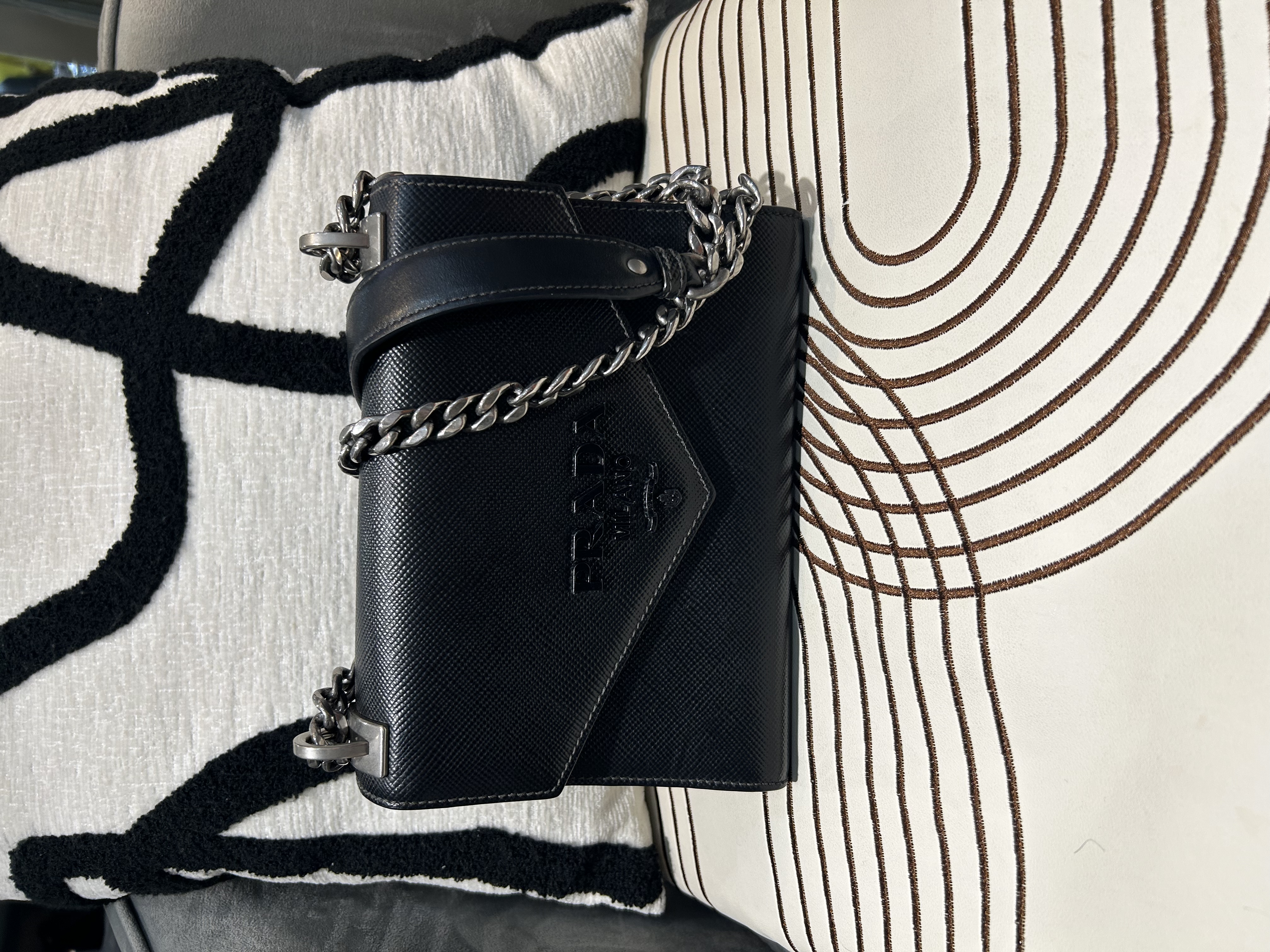 Prada Flap Crossbody Bag So Black Calfskin