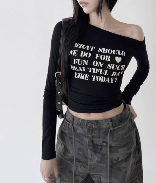 已售罄❌韓國斜露膊字句打底衫