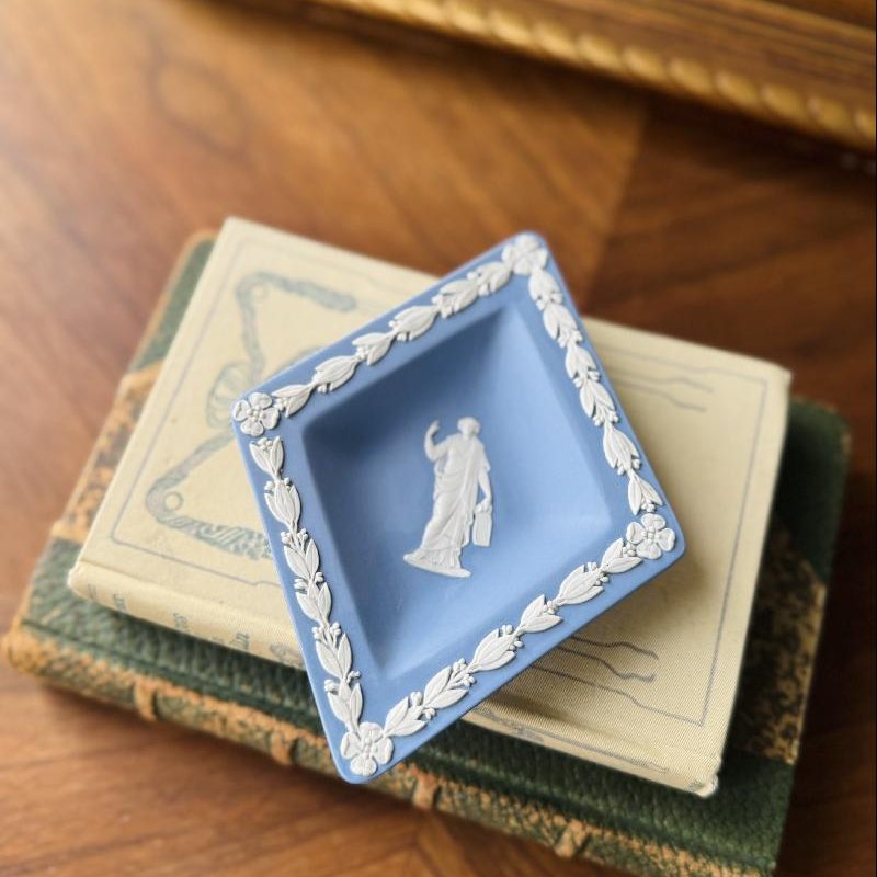 Vintage Wedgwood Blue Jasper Trinket Dish - Diamond (MT2464/MT2465)