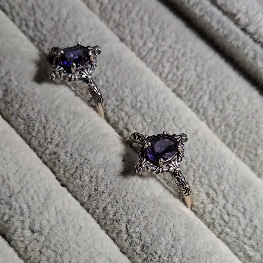 Iolite rings in adjustable sterling silver - JW35