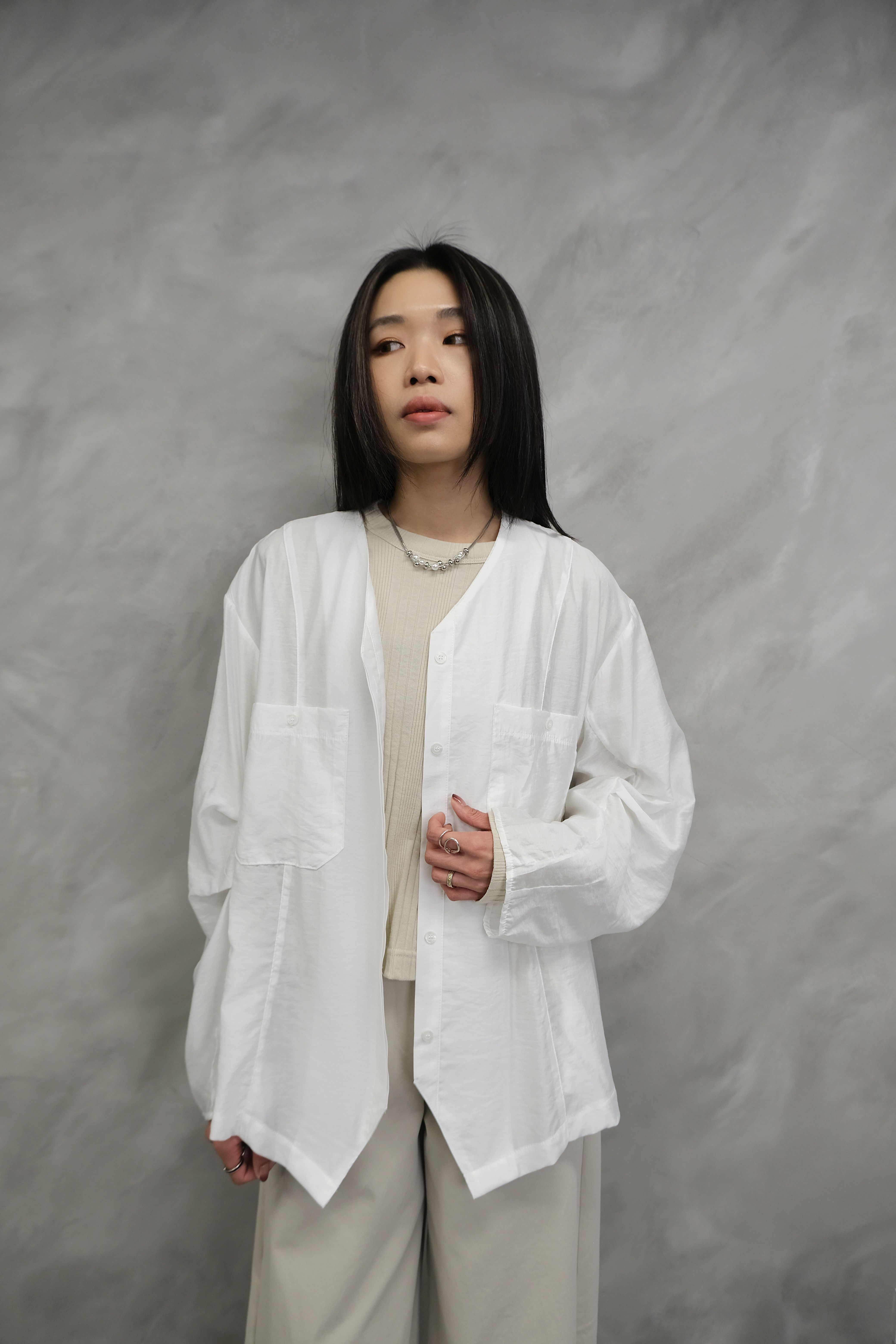 Organza v-neck shirt #sh28