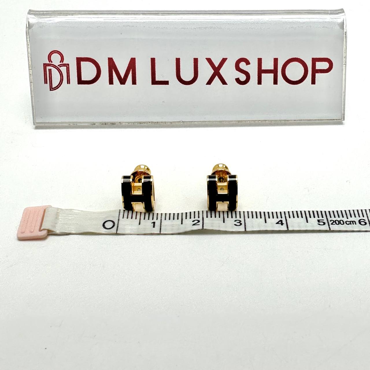 Hermes Black Mini Pop H Earrings GHW