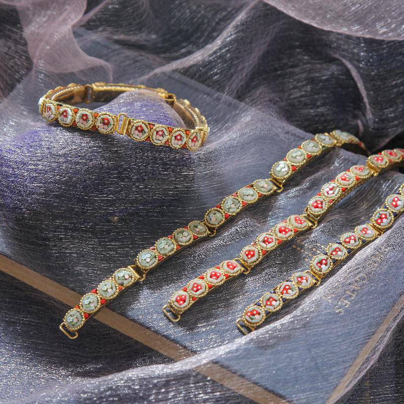 Vintage New Old Stock Mosaic Link Bracelet -Trio Pastel Zone (FA219~FA223)