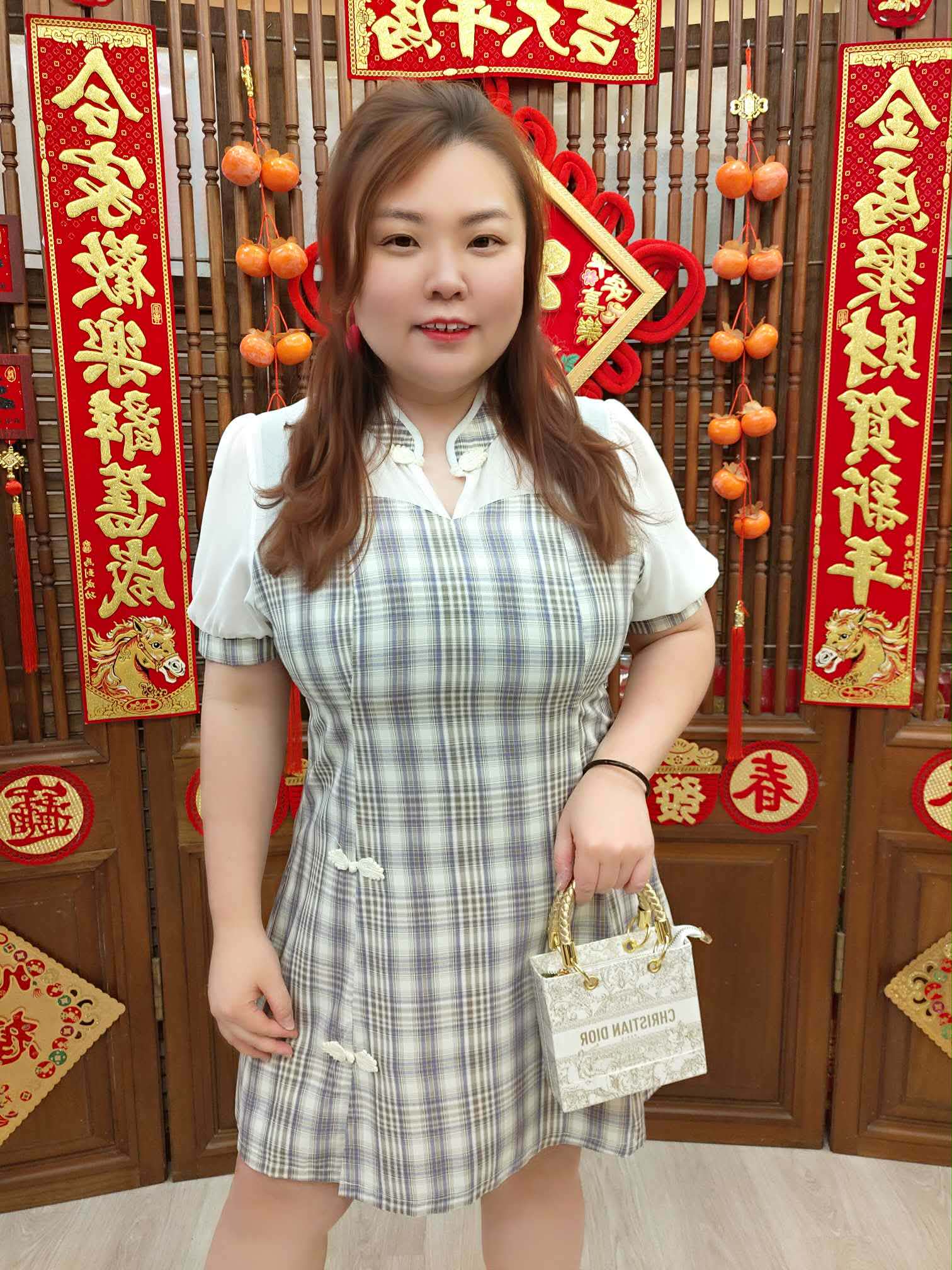 NJN01 TW#3578 雪纺旗袍款连衣裙