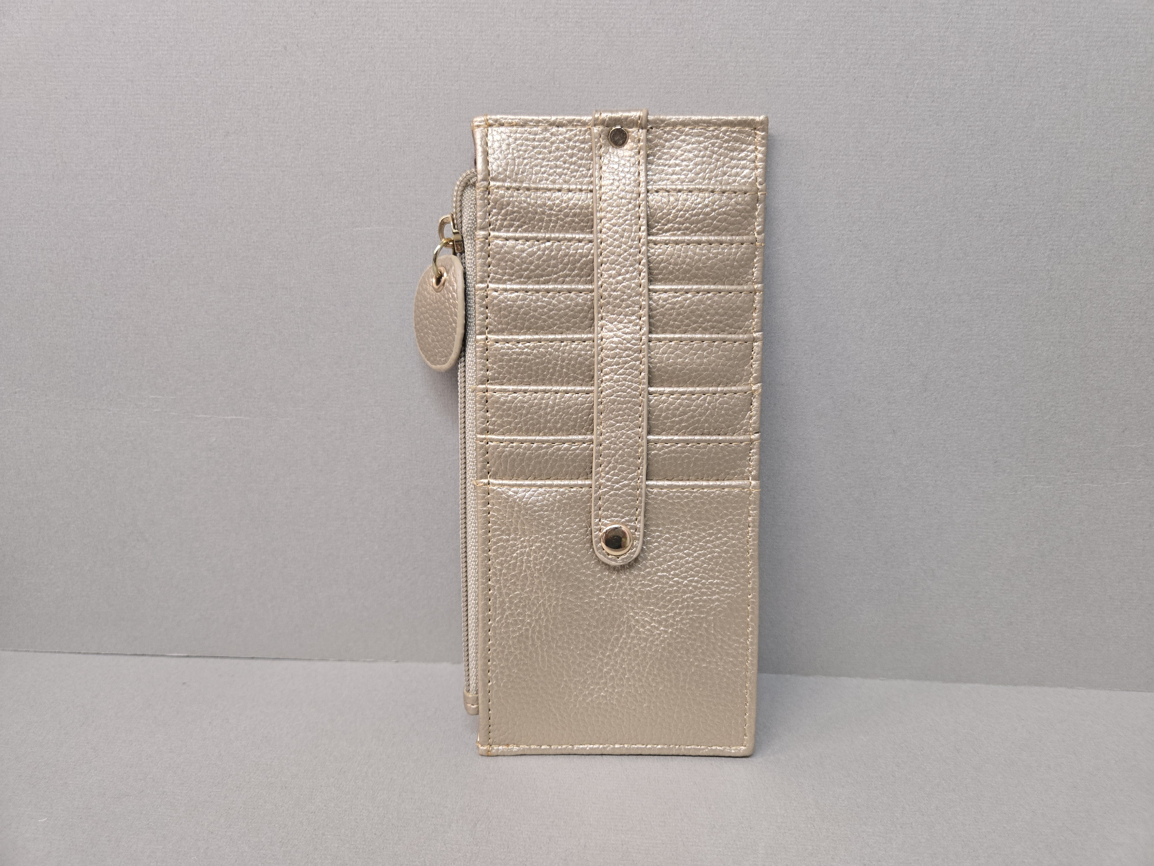 淺金色刺繡貓咪咭套及銀包兩用