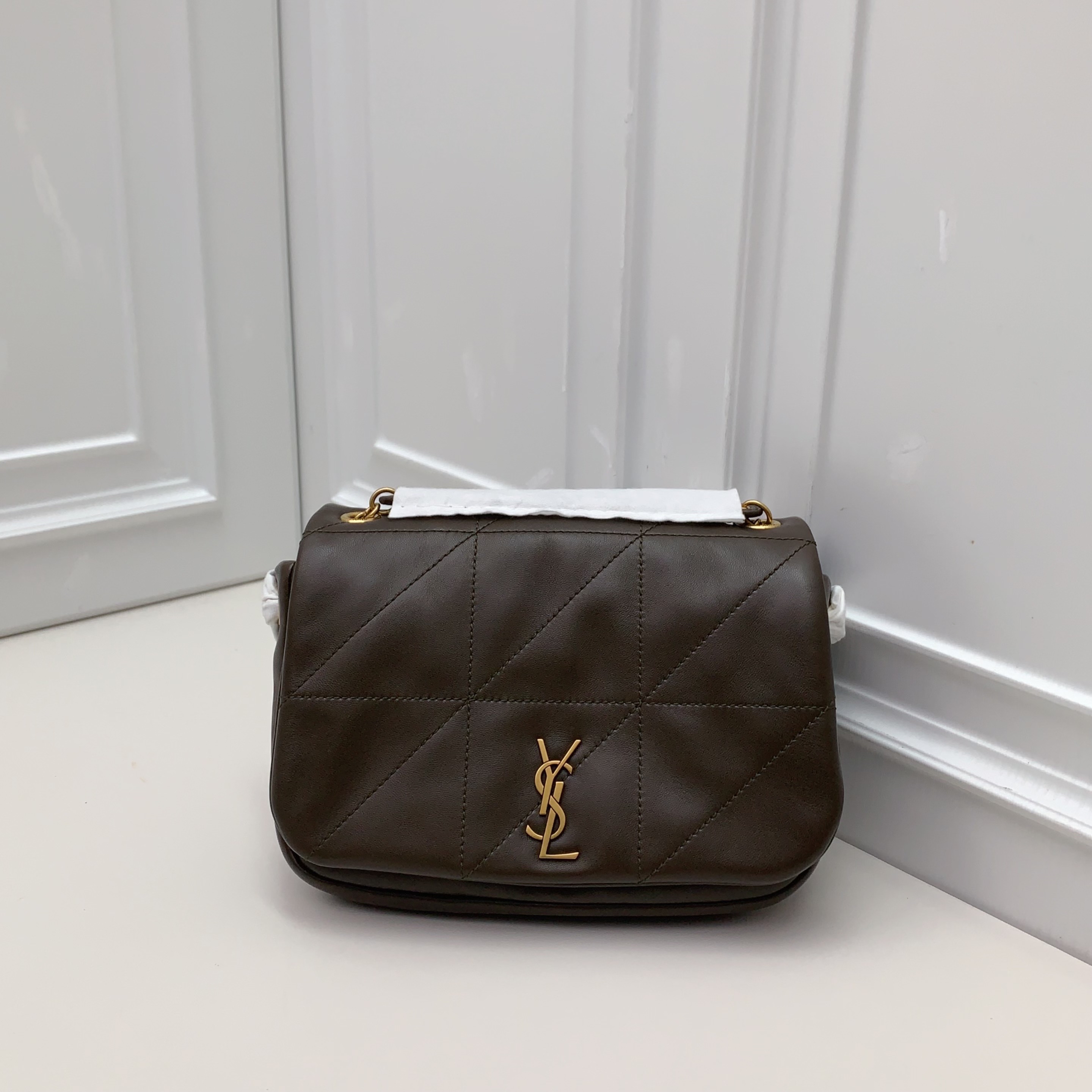 【預訂貨品】YSL Jamie橄欖綠色羊皮mini斜咩包 