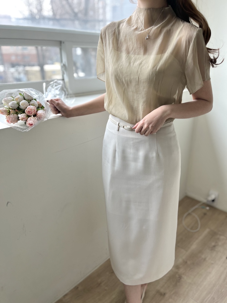 Atelier Belted Skirt (Ivory)