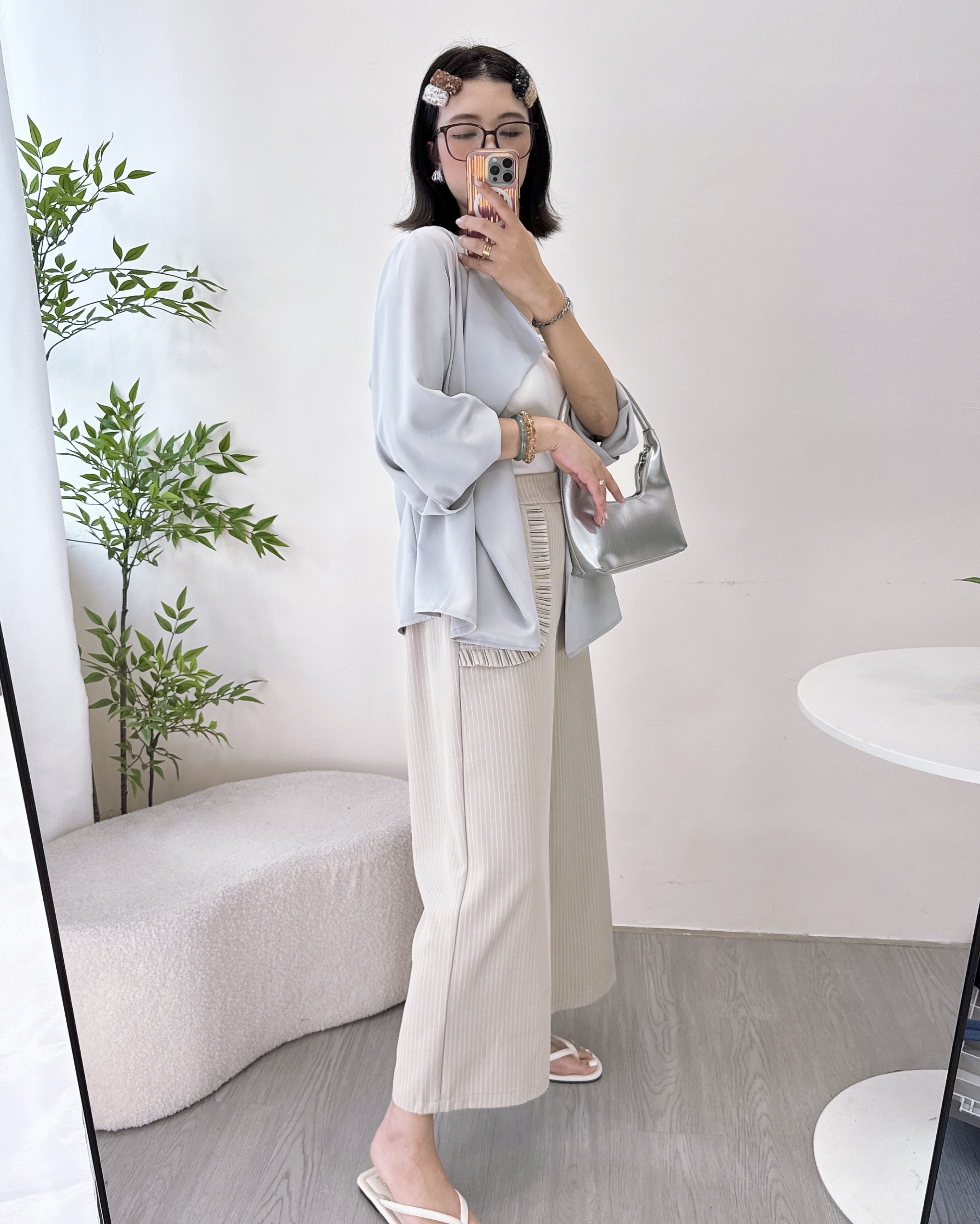 ESP-高級半橡筋腰條子闊西褲 2色