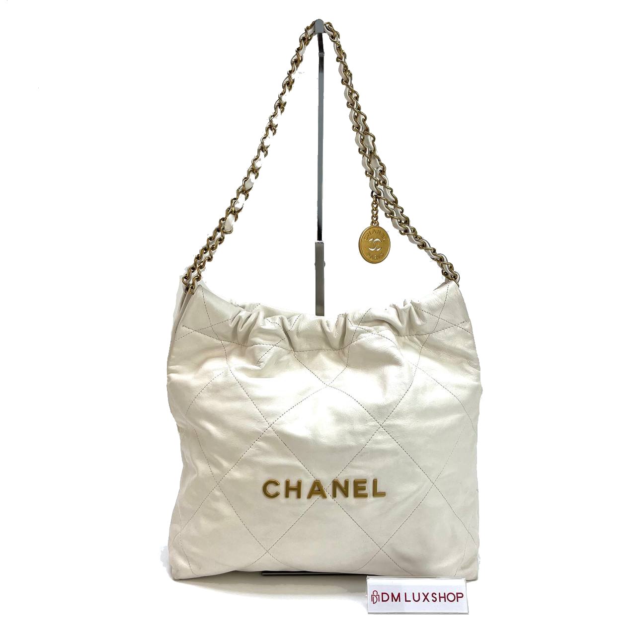 Chanel Small 22 Bag White GHW (Microchip)