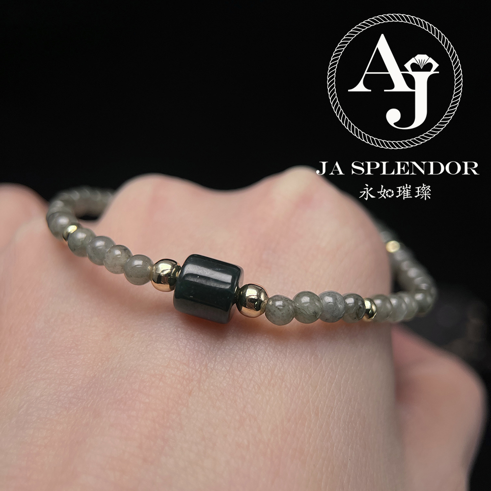 FBG25-H06 天然翡翠A玉 冰潤簡約幸運路路通小米珠手鏈