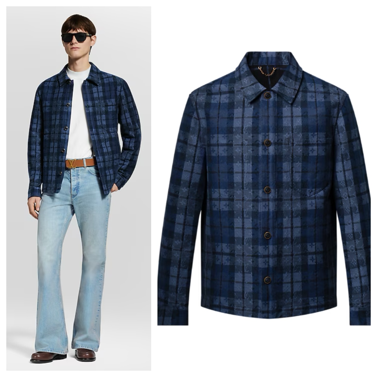 LV Monogram 格紋牛仔布恤衫外套