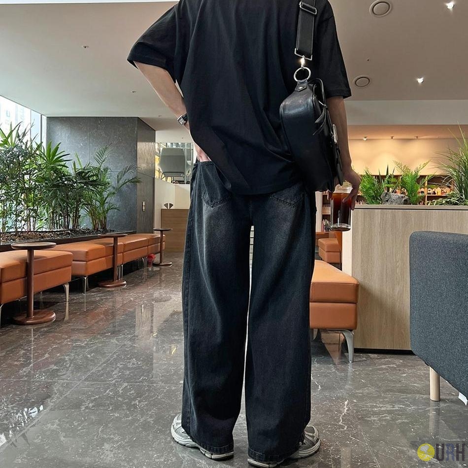 【100%保證韓國直送】韓系立體側褶線寬版水洗牛仔長褲 👖 [4 color] RG114954