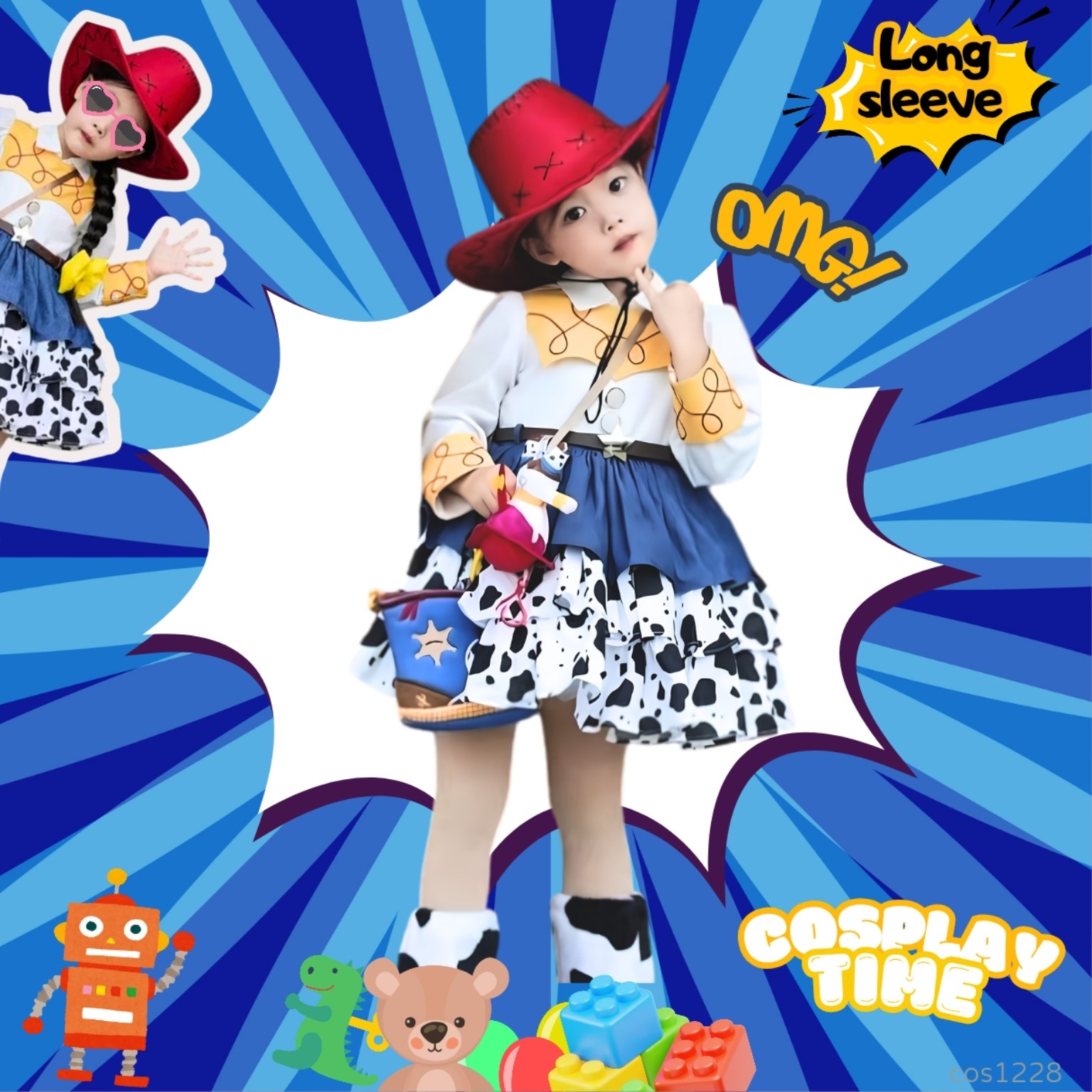 反斗奇兵 Toy Story 翠絲 Jessie 主題兒童牛仔女郎長袖 Costume 角色扮演服裝