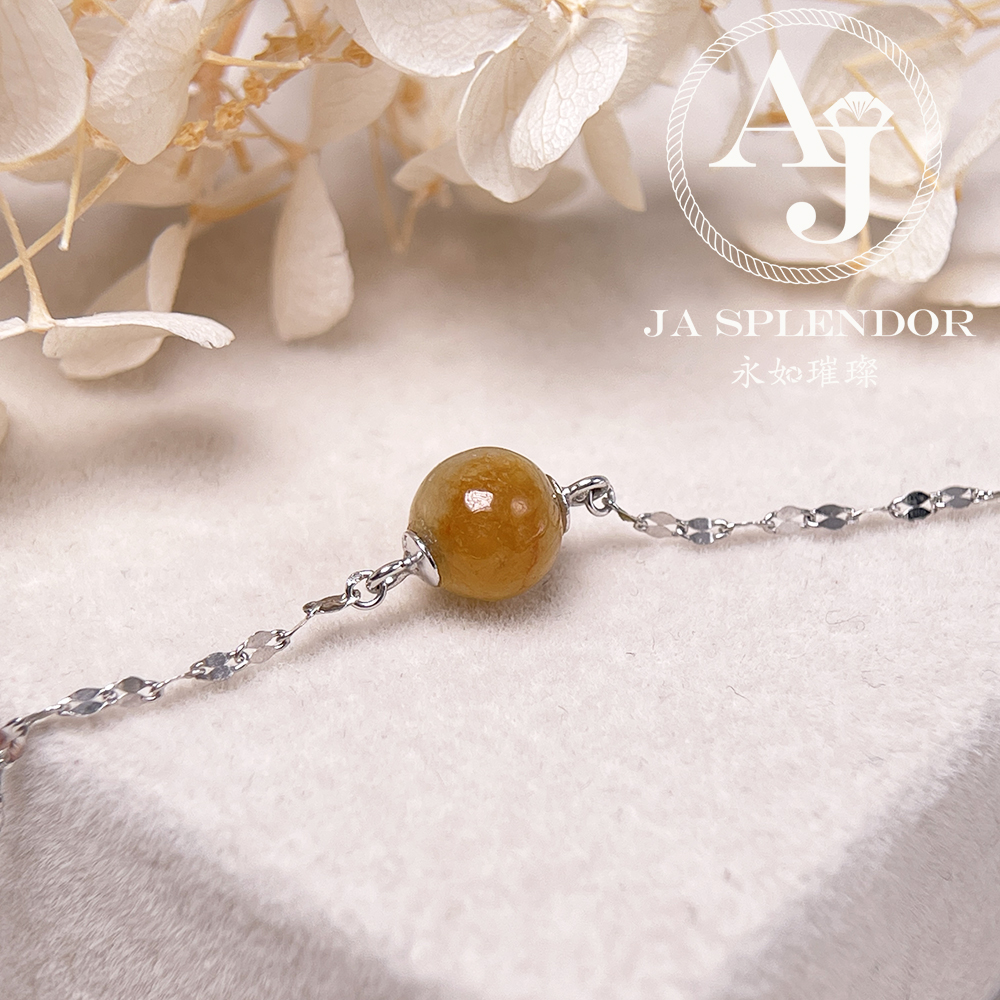 FBG26-H20 天然翡翠A玉 冰潤黃翡純銀手鏈